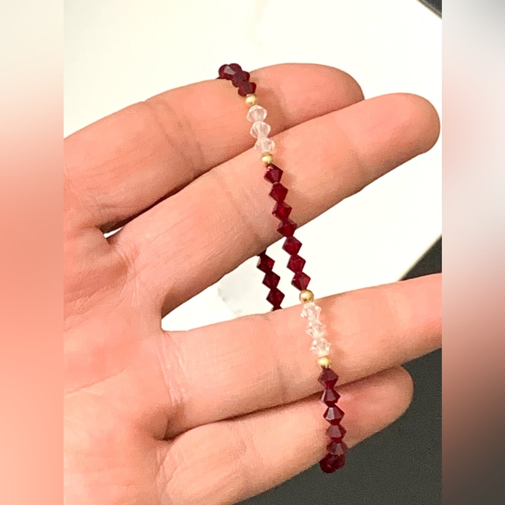 Pretty 14k Solid Gold With Red Ruby & Clear Auror… - image 8